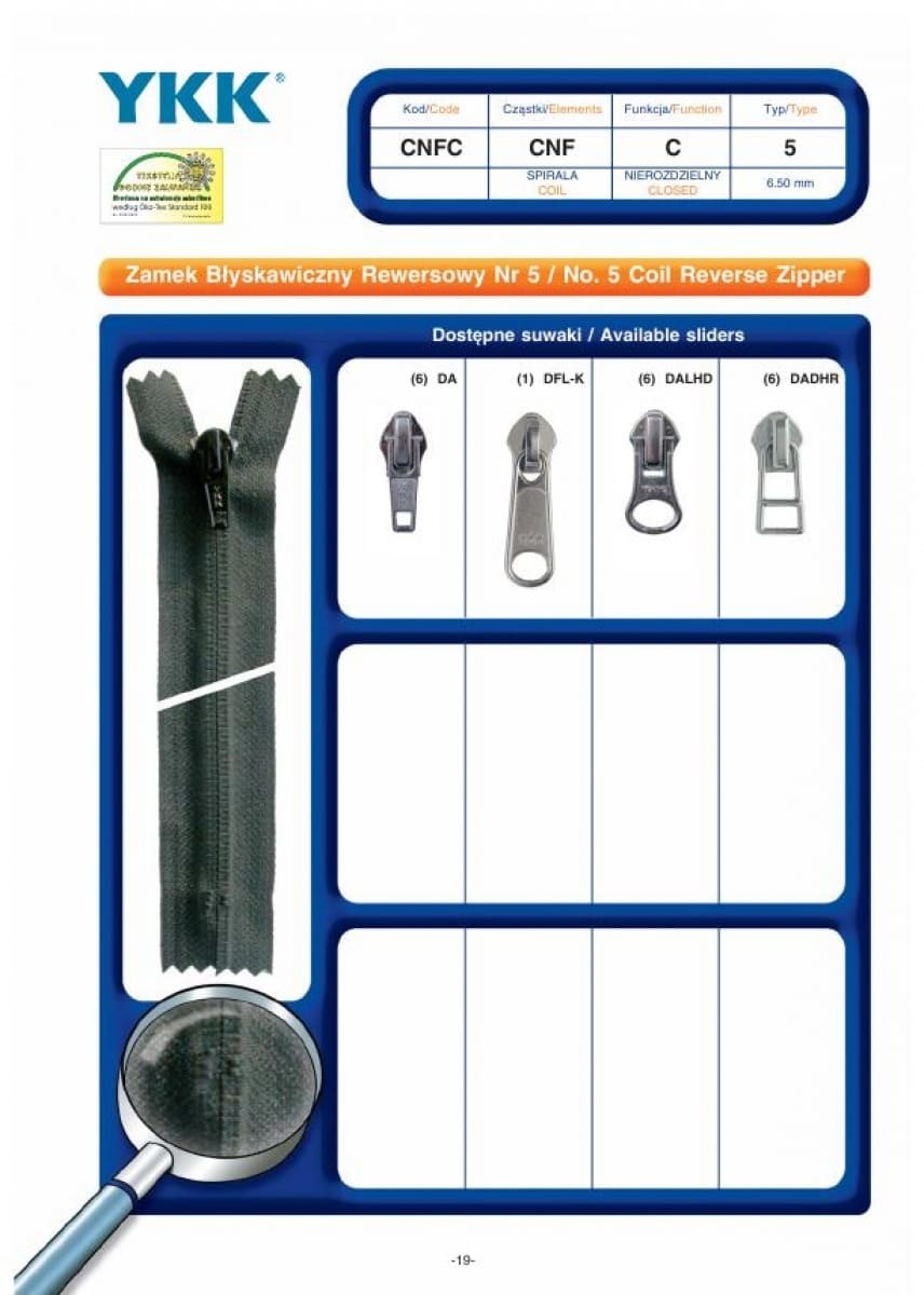 No. 5 Coil Reverse Zipper