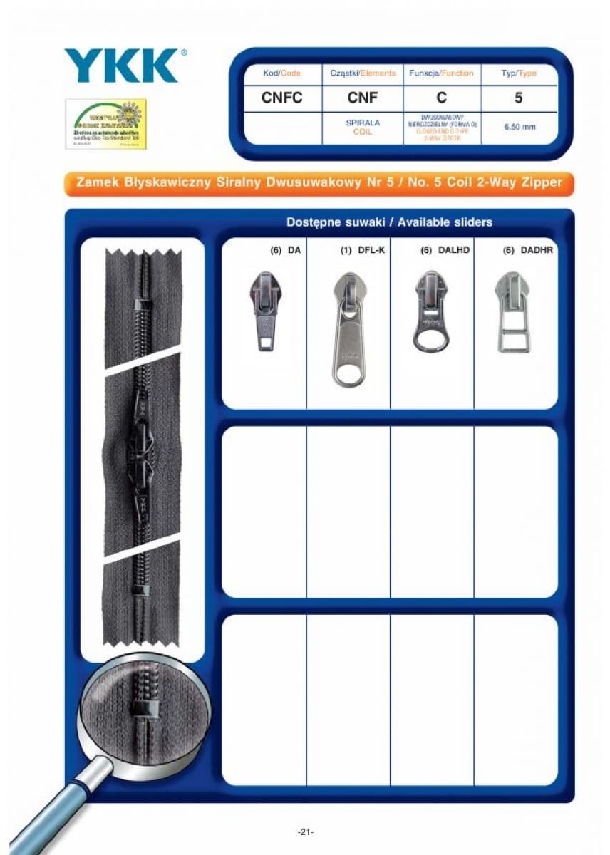 No. 5 Coil 2- Way Zipper