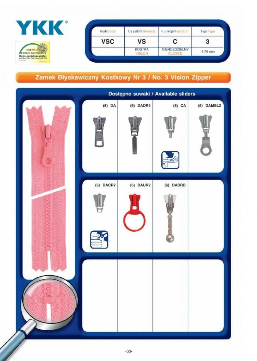 No. 3 Vislon Zipper