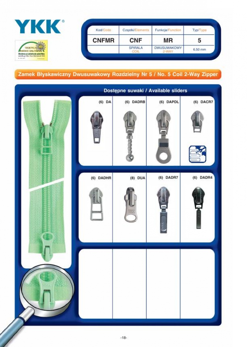 No. 5 Coil 2- Way Zipper