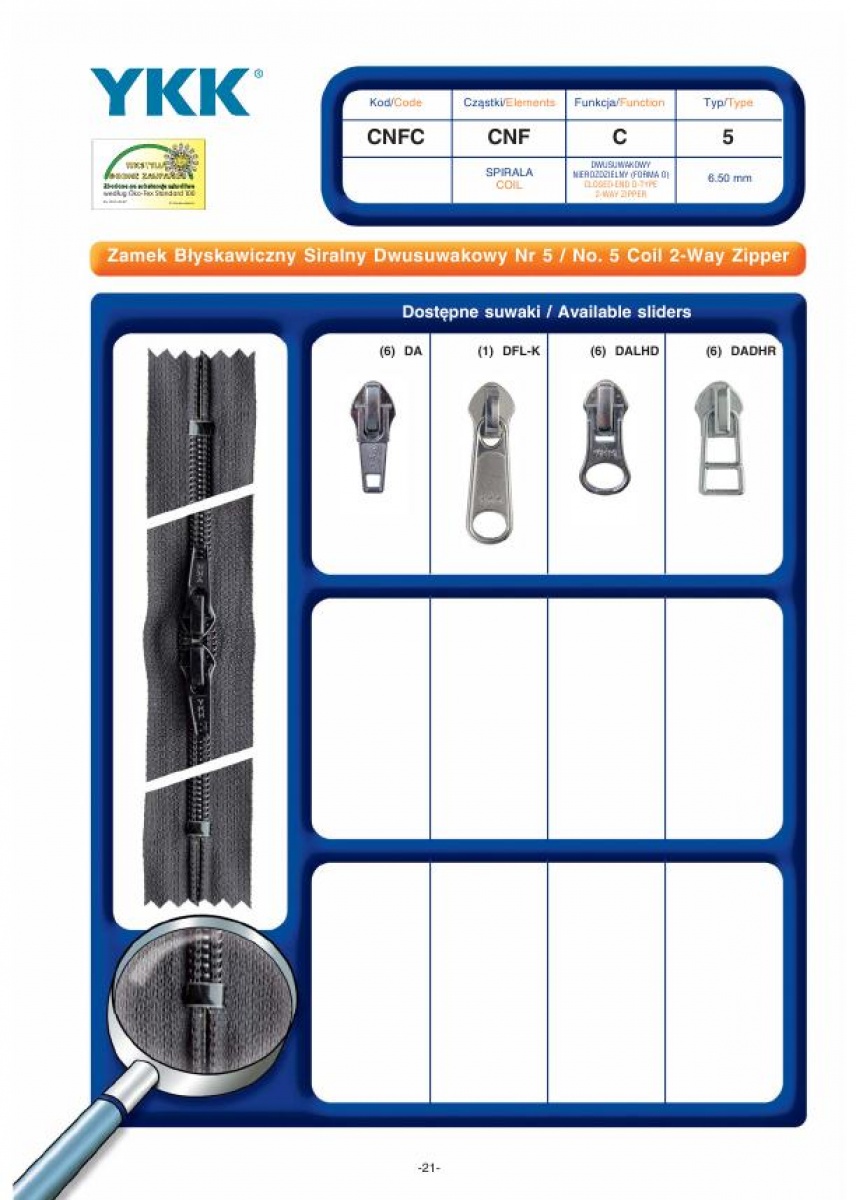 No. 5 Coil 2- Way Zipper