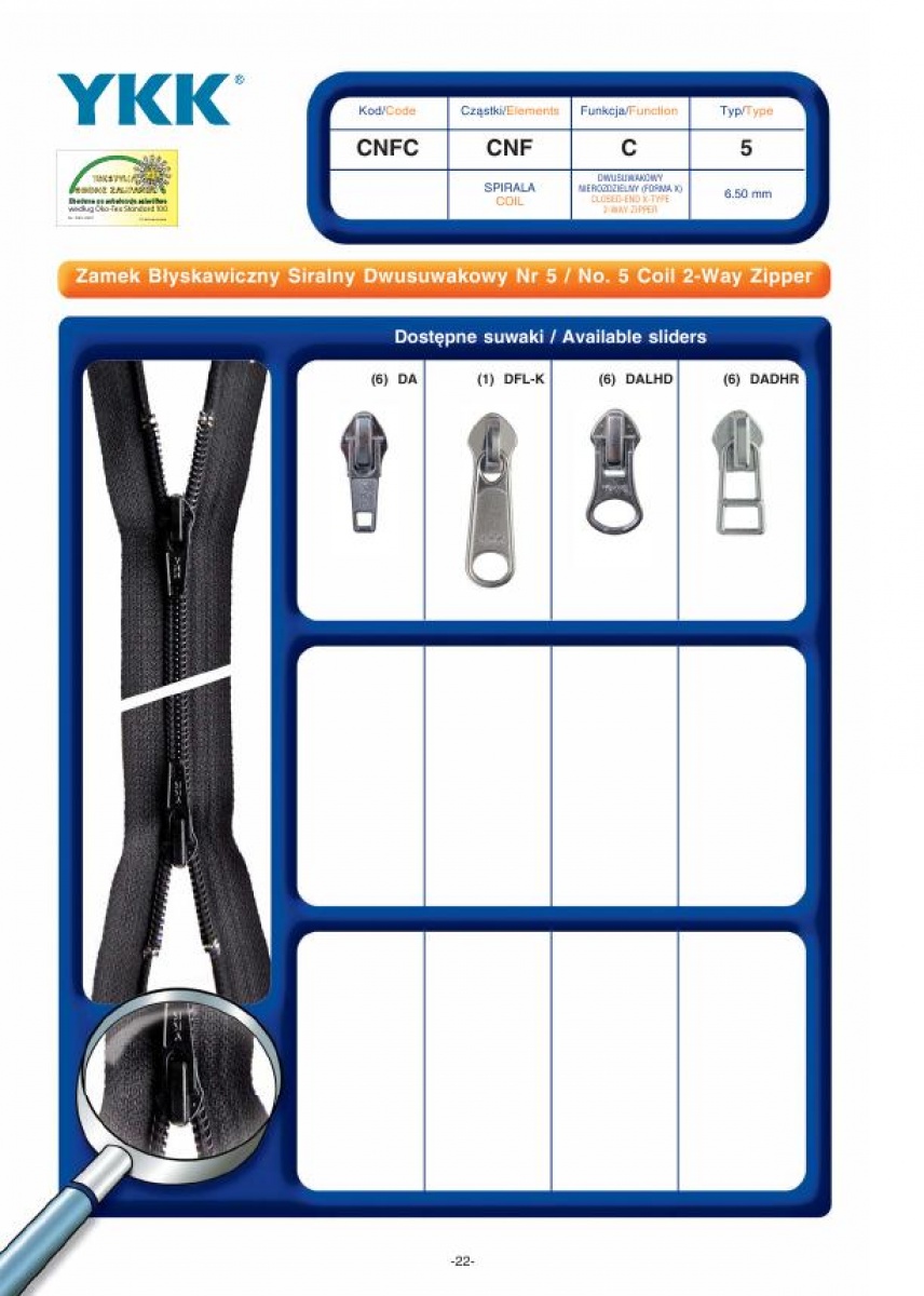 No. 5 Coil 2- Way Zipper