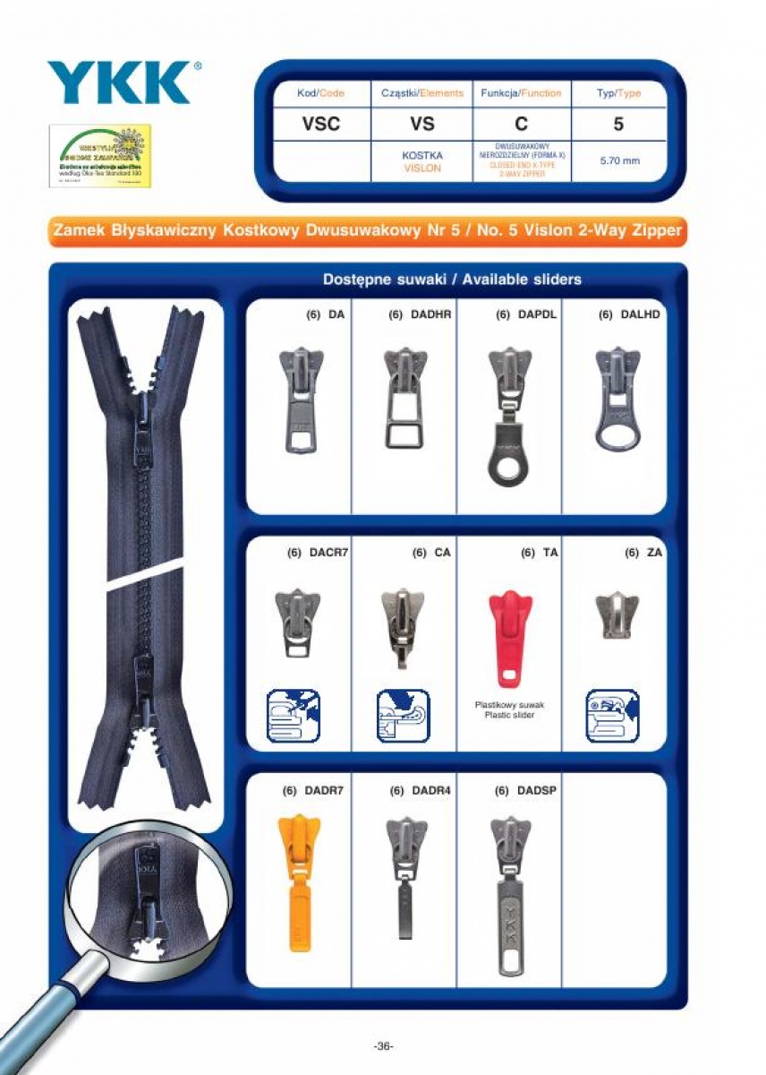 No. 5 Vislon 2-Way Zipper