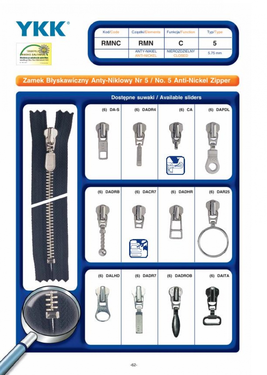 No.5 Anti-Nickel Zipper