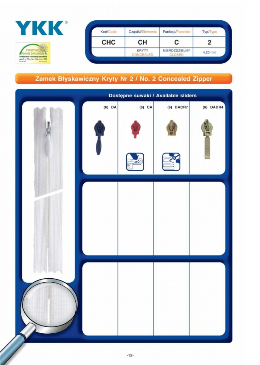 No. 2 Concealed Zipper
