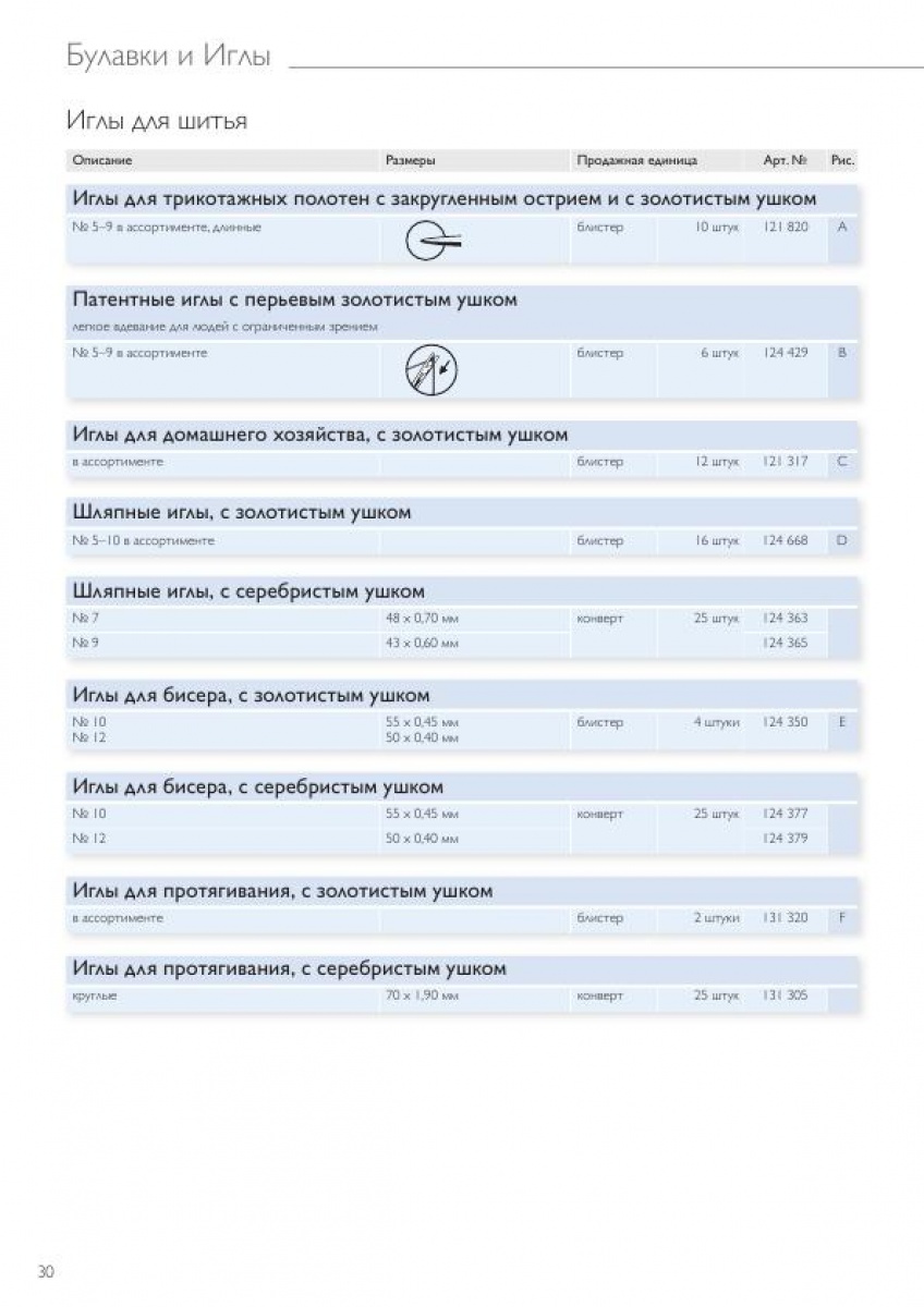 Иглы для шитья,вышивки,штопки и специальные